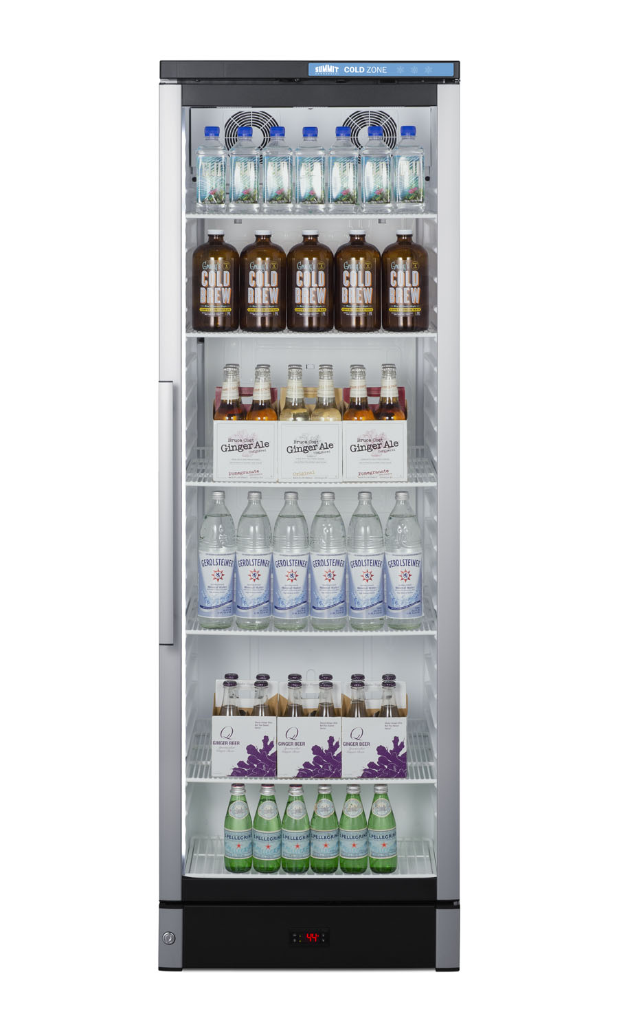 Commercial glass door beverage center with lock